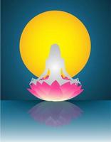 meditación yoga con silueta humana en flor de loto vector