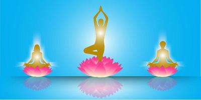 Meditation Yoga With Human Silhouette on Lotus Flower vector