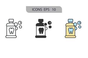 iconos de enjuague bucal símbolo elementos vectoriales para web infográfico vector