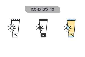 sunscreen icons  symbol vector elements for infographic web