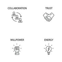 conjunto de iconos de valores fundamentales. valores centrales paquete de elementos de vector de símbolo para web de infografía