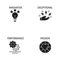 conjunto de iconos de valores fundamentales. valores centrales paquete de elementos de vector de símbolo para web de infografía