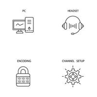 conjunto de iconos de voz sobre ip. elementos de vector de símbolo de paquete de voz sobre ip para web infográfico