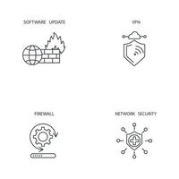 conjunto de iconos web de seguridad cibernética y datos de brecha. elementos de vector de símbolo de paquete web de seguridad cibernética y datos de brecha para web infográfico