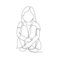 Vector illustration of a sitting girl drawn in line-art style