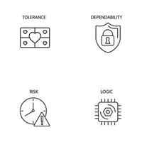 conjunto de iconos de valores fundamentales. valores centrales paquete de elementos de vector de símbolo para web de infografía