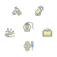 travel toiletries icons set . travel toiletries pack symbol vector elements for infographic web