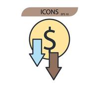 iconos de crisis de moneda símbolo elementos vectoriales para web infográfico vector