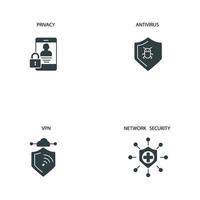 conjunto de iconos web de seguridad cibernética y datos de brecha. elementos de vector de símbolo de paquete web de seguridad cibernética y datos de brecha para web infográfico