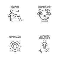 company values icons set . company values pack symbol vector elements for infographic web