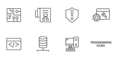 programming and coding icons set . programming and coding pack symbol vector elements for infographic web