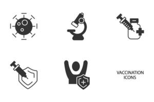 conjunto de iconos de vacunación. elementos de vector de símbolo de paquete de vacunación para web de infografía