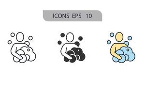 iconos de lavado de cuerpo símbolo elementos vectoriales para web infográfico vector