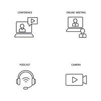 conjunto de iconos de transmisión en vivo. elementos de vector de símbolo de paquete de transmisión en vivo para web de infografía