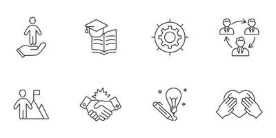 conjunto de iconos de valores de la empresa. elementos de vector de símbolo de paquete de valores de empresa para web de infografía