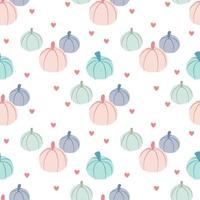 Seamless pattern with pastel pumpkins and hearts. Wrapping paper and wallpaper patterns. vector