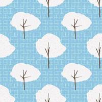 Seamless pattern with sakura trees and petals. Summer seamless background. Wrapping paper pattern. vector