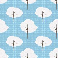 Seamless pattern with sakura trees and petals. Summer seamless background. Wrapping paper pattern. vector