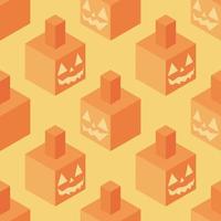 Seamless pattern with isometric pumpkins. Halloween background. Wrapping paper pattern. vector