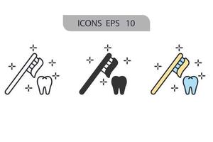 iconos de cepillo de dientes símbolo elementos vectoriales para web infográfico vector