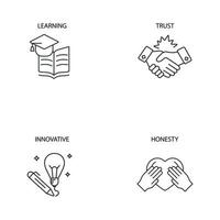 company values icons set . company values pack symbol vector elements for infographic web