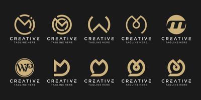 Set of abstract monogram letter M W D logo template. icons for business of fashion, talk, technology, simple. vector