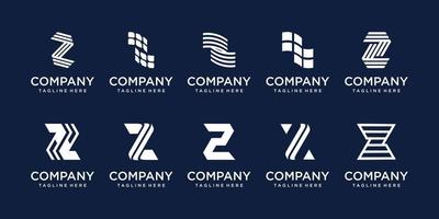 Set of collection initial letter Z logo design template. icons for business of fashion, digital, technology. vector