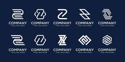 Set of collection initial letter Z logo design template. icons for business of fashion, sport, technology. vector