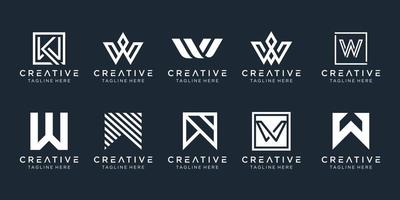 Set of creative monogram initial W logo design template. icons for business of fashion, sport, digital, technology, simple. vector