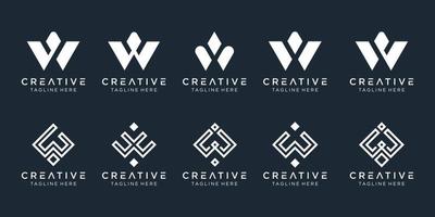 Collection initials W logo design template. icons for business of fashion, digital, technology, simple. vector