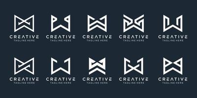 Collection initials W logo design template. icons for business of fashion, digital, technology, simple. vector