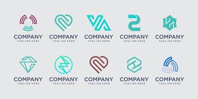 Set of collection initial letter Z logo design template. icons for business of fashion, sport, technology. vector