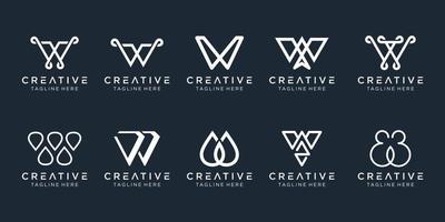 Collection initials W logo design template. icons for business of fashion, digital, technology, simple. vector