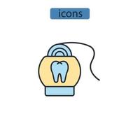 iconos de hilo dental símbolo elementos vectoriales para web infográfico vector