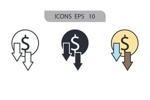 currency crisis icons symbol vector elements for infographic web