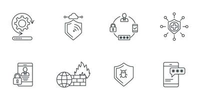 cyber security and brech data web icons set . cyber security and brech data web pack symbol vector elements for infographic web