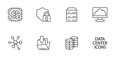 Data Center Cloud Computer Connection Hosting Server Database icons set . Data Center Cloud Computer Connection Hosting Server Database pack symbol vector elements for infographic web