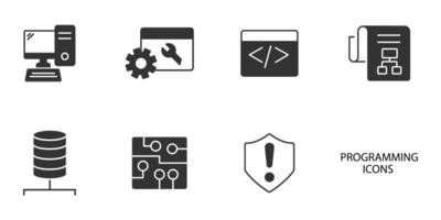 conjunto de iconos de programación y codificación. elementos de vector de símbolo de paquete de programación y codificación para web infográfico