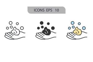 iconos de lavado a mano símbolo elementos vectoriales para web infográfico vector