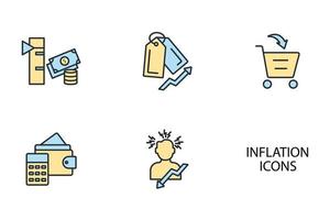 Inflation icons set . Inflation pack symbol vector elements for infographic web