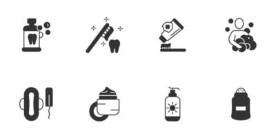 conjunto de iconos de artículos de tocador de viaje. elementos de vector de símbolo de paquete de artículos de tocador de viaje para web de infografía