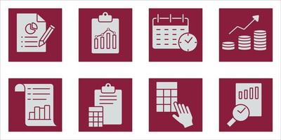 Fiscal year icons set . Fiscal year pack symbol vector elements for infographic web