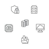 Data Center Cloud Computer Connection Hosting Server Database icons set . Data Center Cloud Computer Connection Hosting Server Database pack symbol vector elements for infographic web