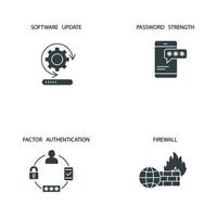 cyber security and brech data web icons set . cyber security and brech data web pack symbol vector elements for infographic web