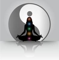 yin yang meditación yoga con silueta humana