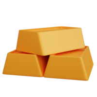 3d rendering three gold brick isolated png