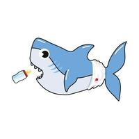 Cute baby Vivid shark cartoon vector