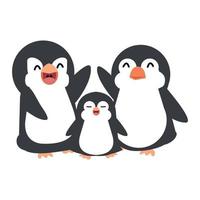 vector de dibujos animados de familia feliz de pingüinos lindos