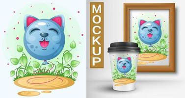 Balloon in the form of a cat. Cartoon illustration. vector