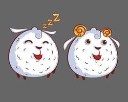 Cartoon sheep and ram on a gray background. vector